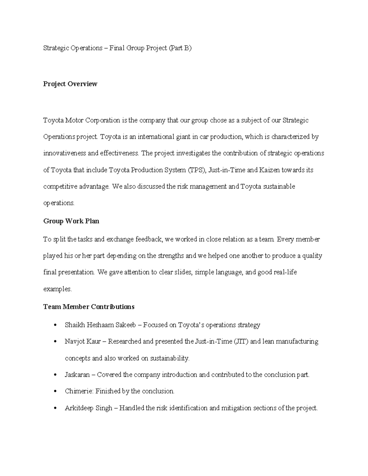 Strategic Operations Final Group Project (Part B): Tesla Overview - Studocu