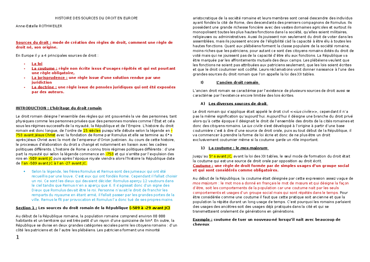 Histoire DES Sources DU Droit EN Europe - HISTOIRE DES SOURCES DU DROIT ...