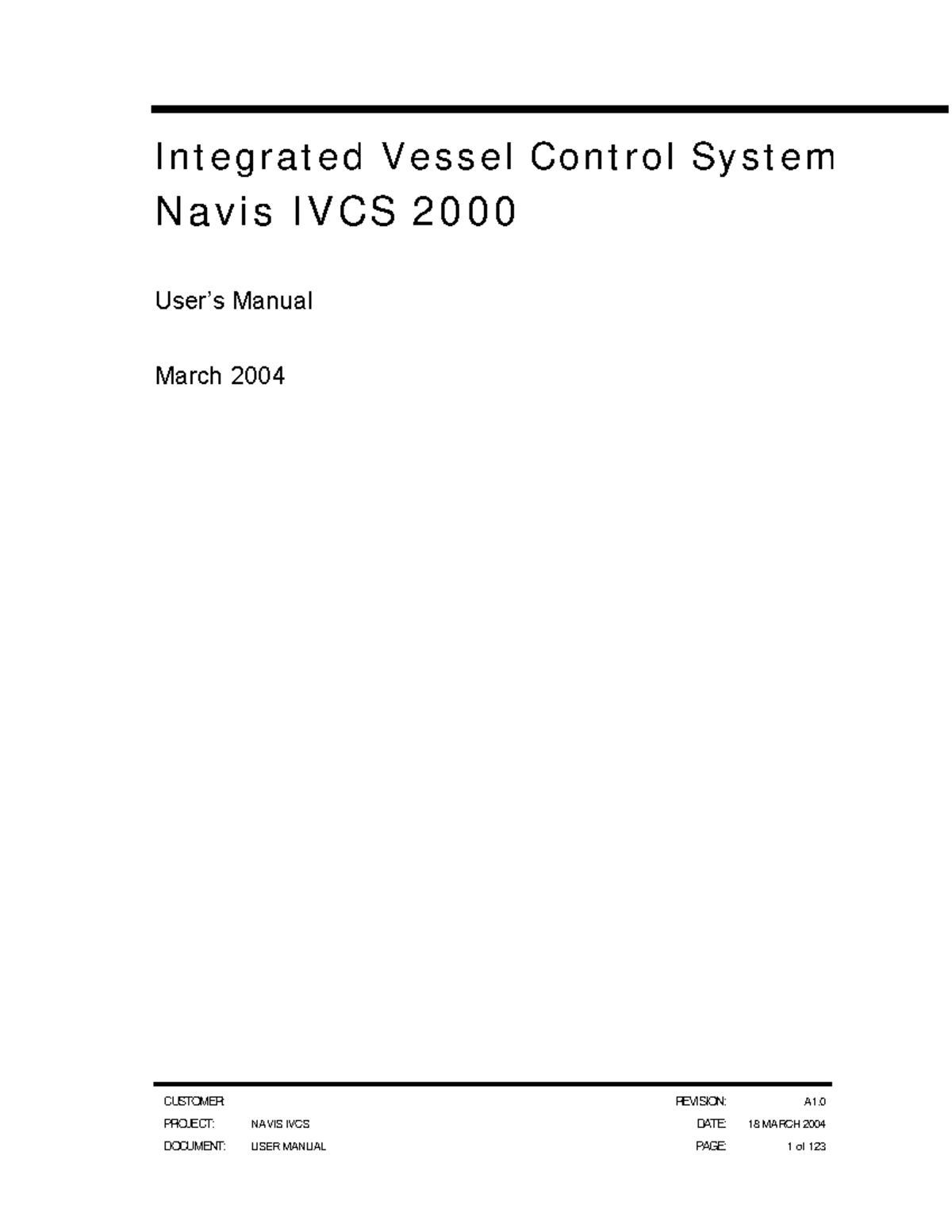 Navis IVCS 2000 User Manual: Integrated Vessel Control System Guide ...