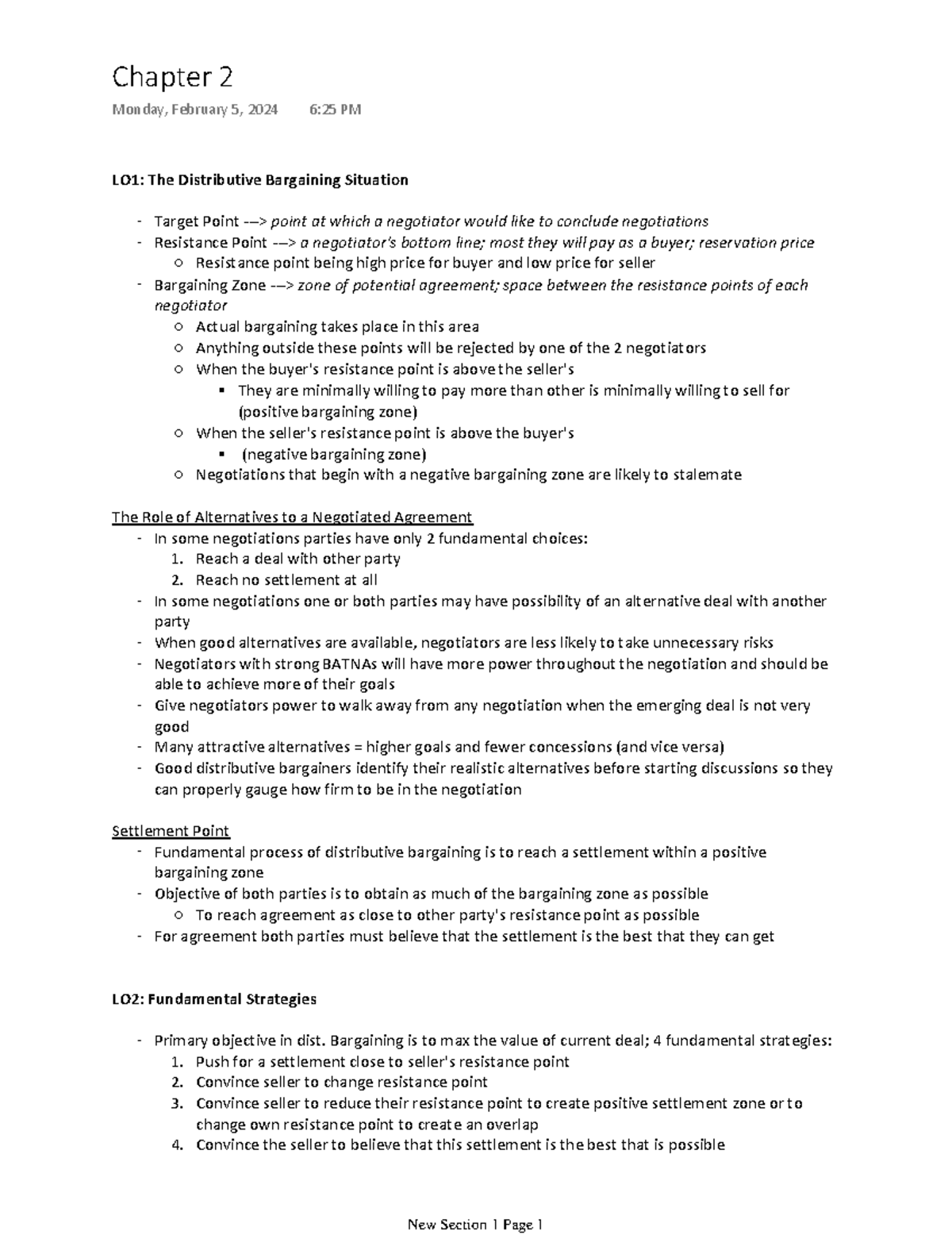 Chapter 2 - Distributive Bargaining Strategies & Tactics Notes - Studocu