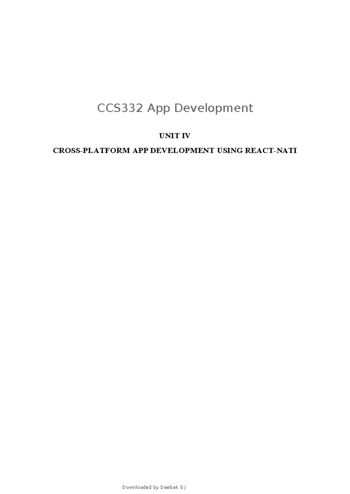CCS332 App Development: Unit IV - Cross-Platform App Development Notes ...