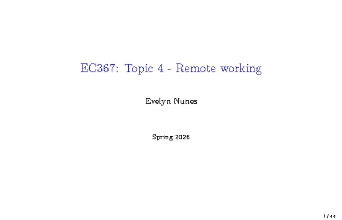 EC367: Lecture 4 - The Geography of Remote Work and Innovation - Studocu