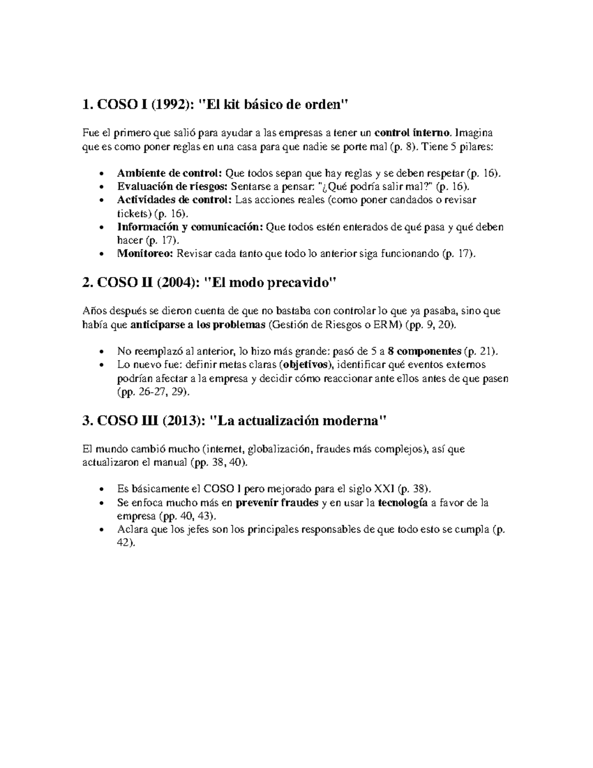 COSO Framework: Control Interno y Gestión de Riesgos (1992-2013) - Studocu