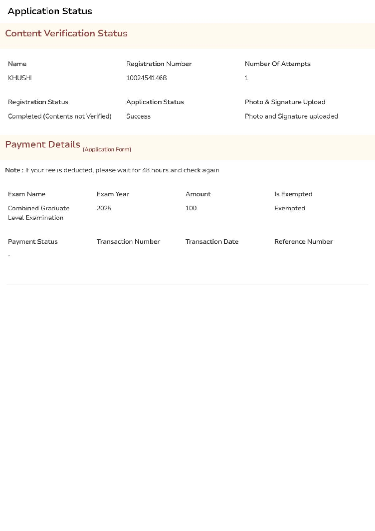 Application Status Verification - CGE 2025 - Studocu