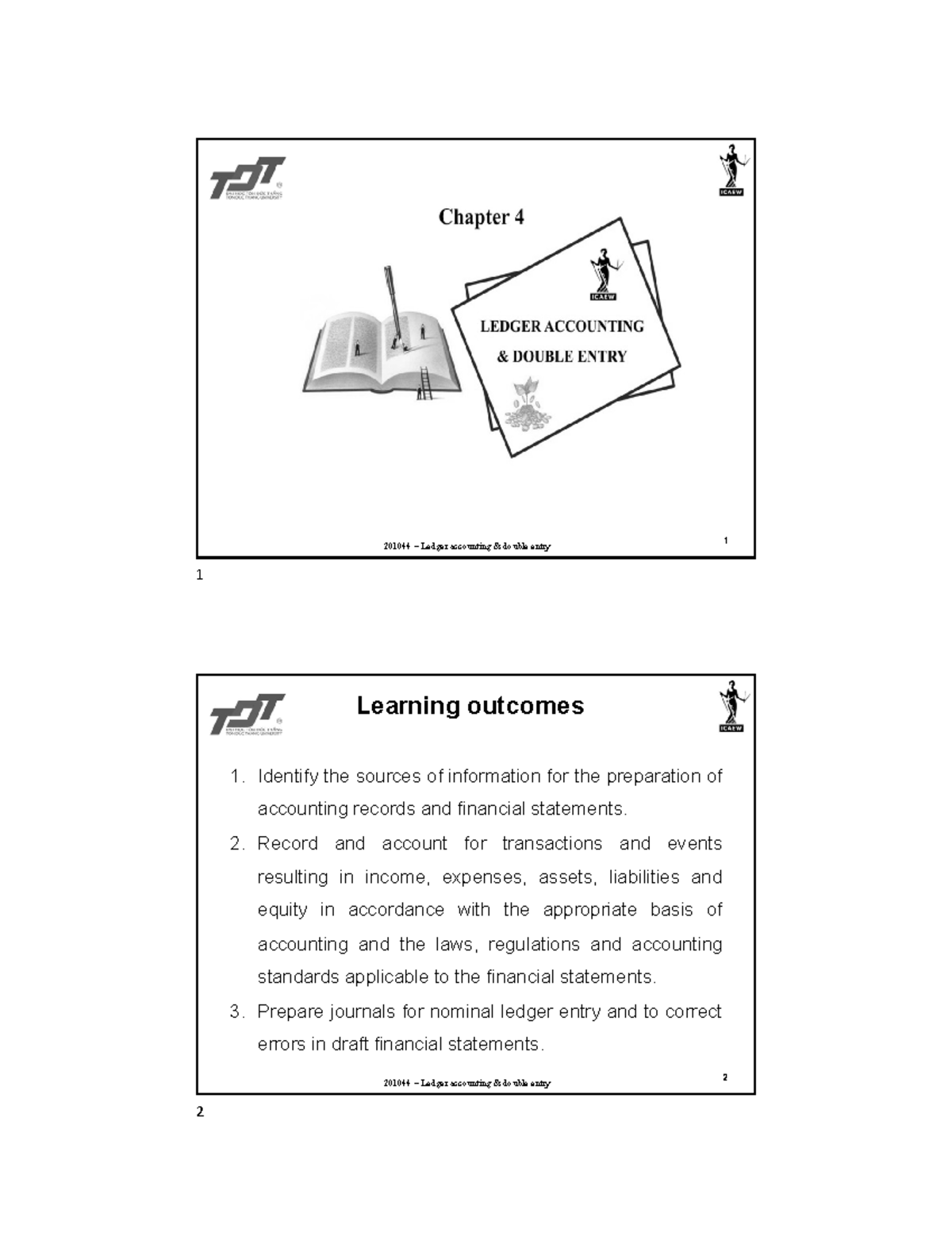 201044 Ledger Accounting Double Entry: Key Concepts & Learning Outcomes ...