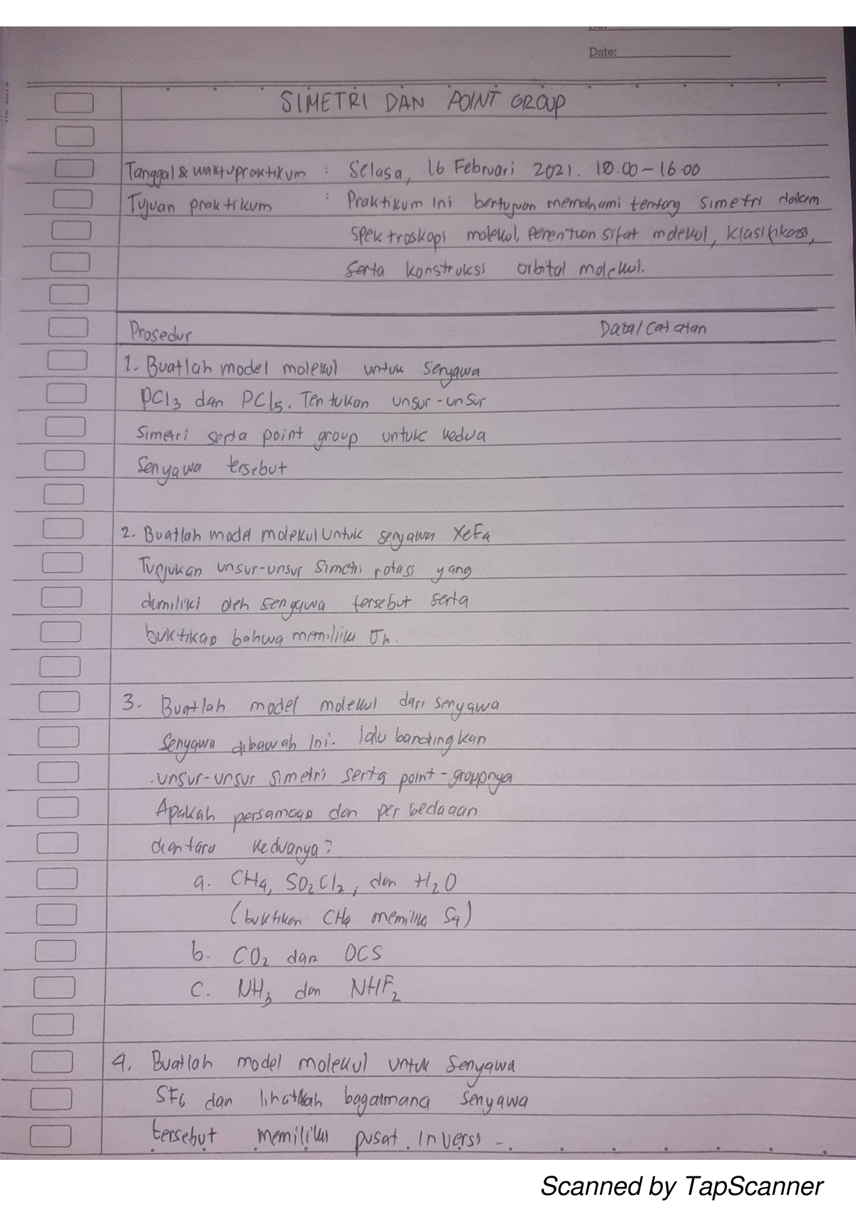 Laporan Praktikum KIMIA G44190052: Simetri & Point Group - Document Preview