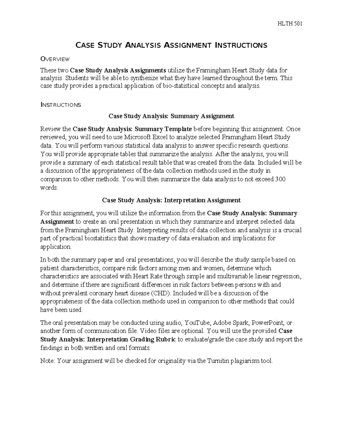 HLTH 501 Case Study Analysis: Framingham Heart Study Insights - Studocu