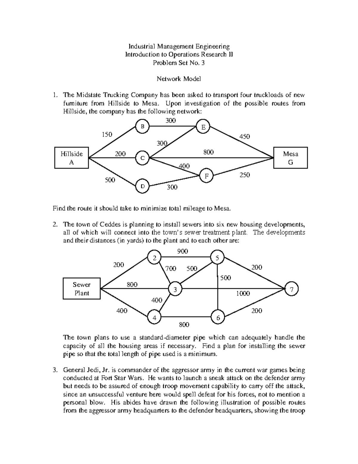 Network Model II: Operations Research Problem Set No. 3 - Studocu