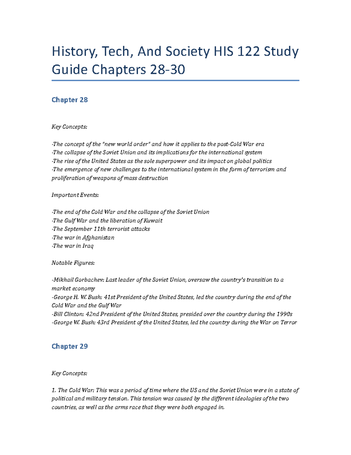 HIS 122 Study Guide: Key Insights from Chapters 28-30 on History & Tech ...