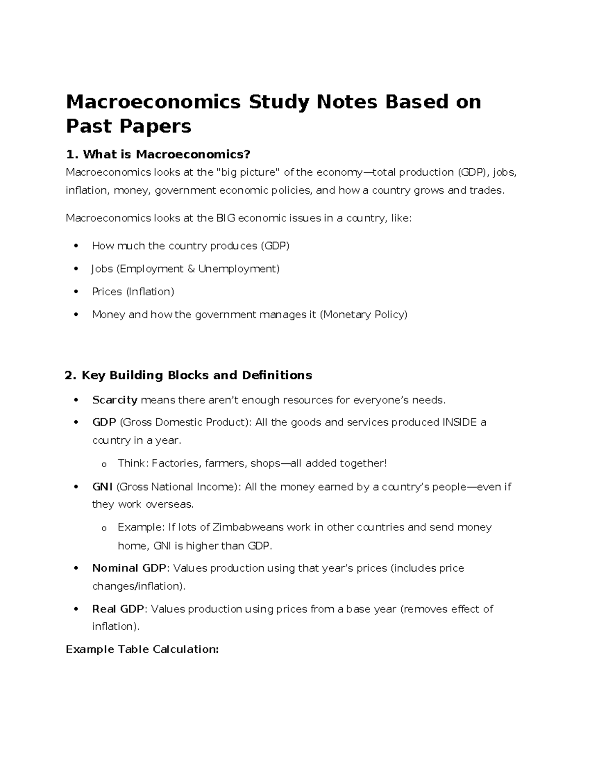 Macroeconomics Study Notes: Key Concepts & Past Exam Insights - Studocu