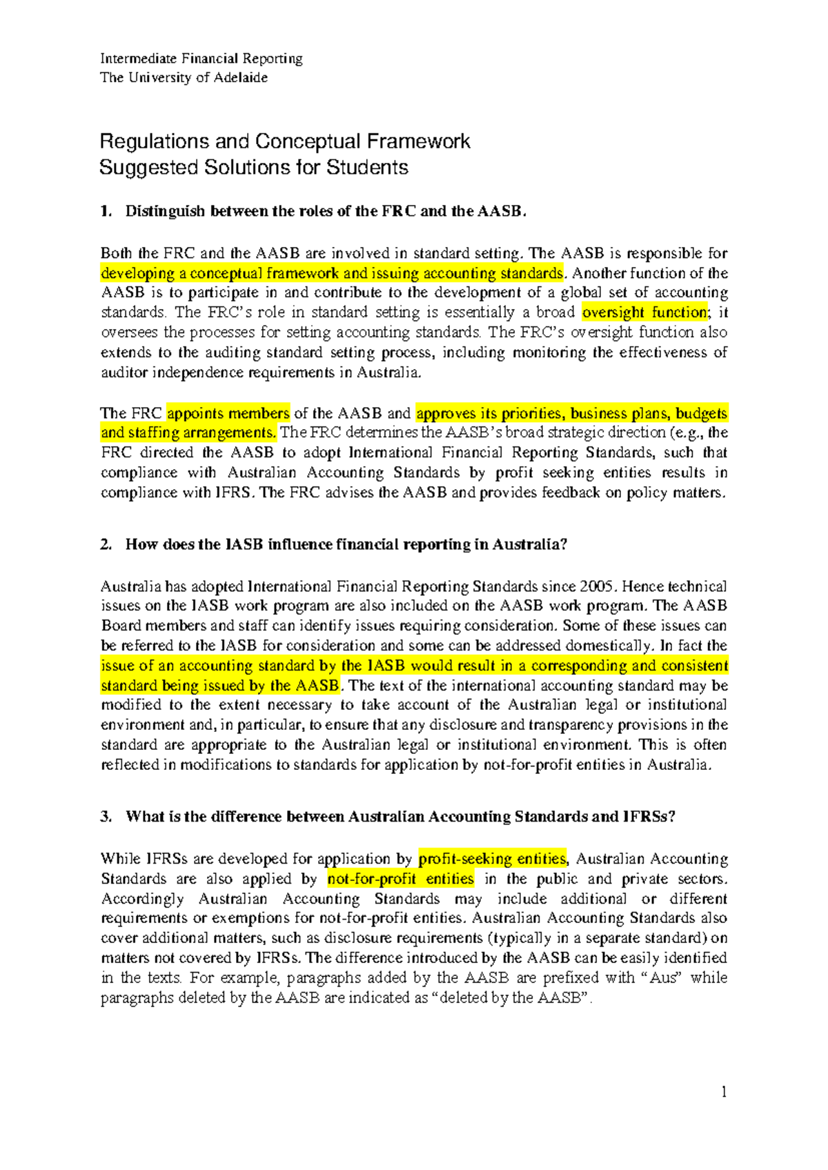 Intermediate Financial Reporting (FINA 202) Quiz Solutions and Analysis ...