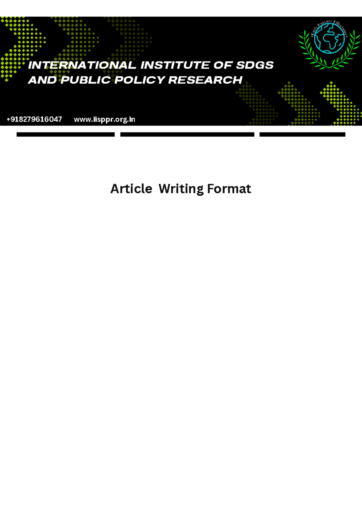 Article Writing Format Guidelines for SDGs & Public Policy Research ...