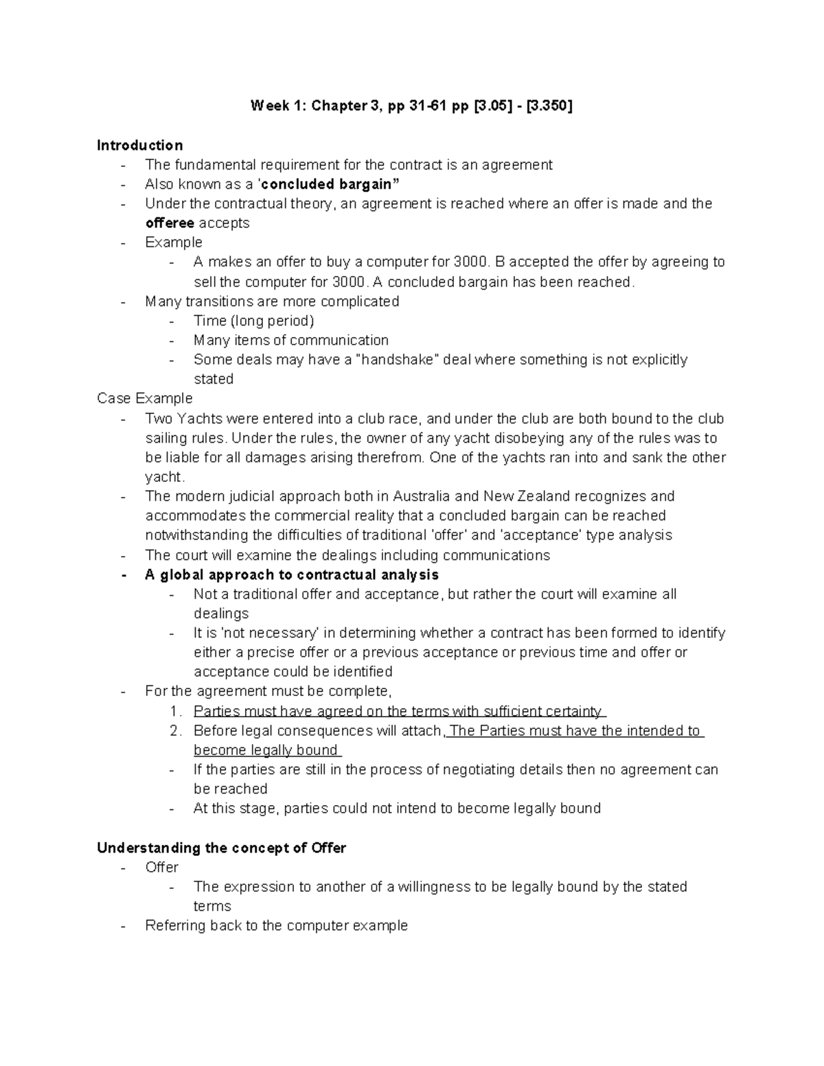 Contracts 101: Week 1 - Chapter 3 Overview and Key Concepts - Studocu