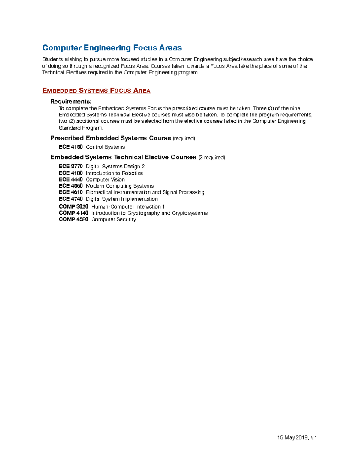 2020-2021 Embedded Systems Focus Area - Computer Engineering Focus ...