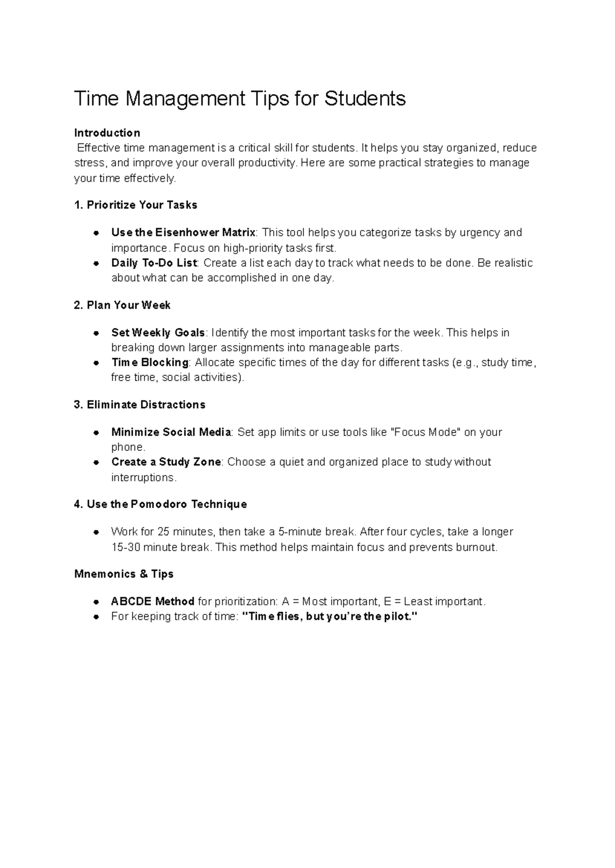 Effective Time Management Strategies for Students - Studocu