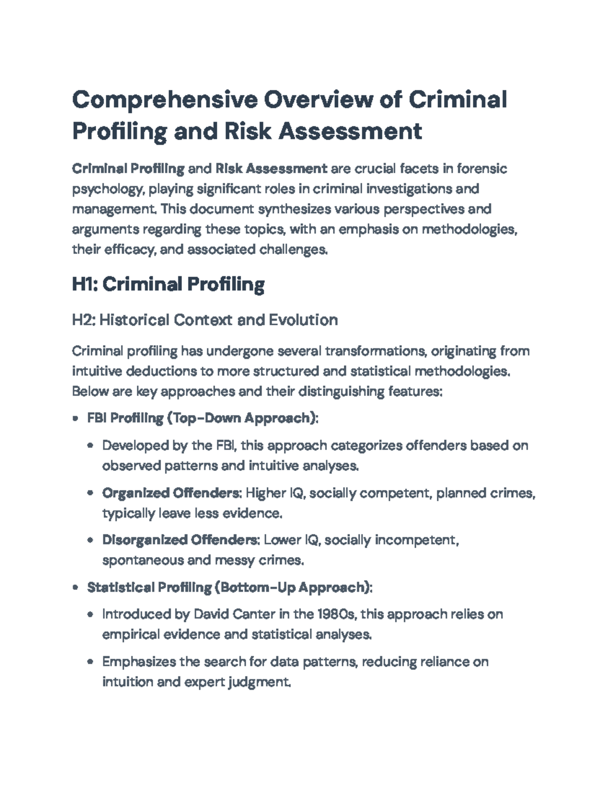 Criminal Profiling and Risk Assessment in Forensic Psychology ...