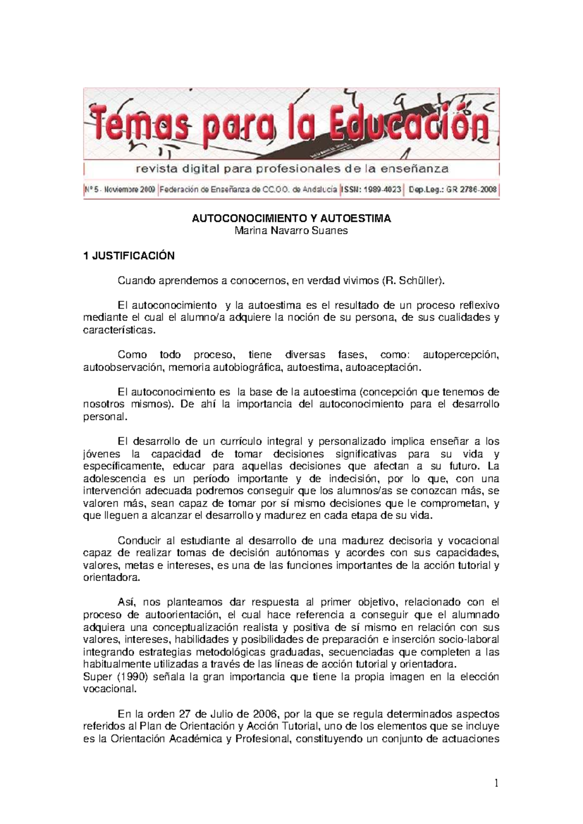 AUTOCONOCIMIENTO Y AUTOESTIMA: Claves para el Desarrollo Personal - Studocu