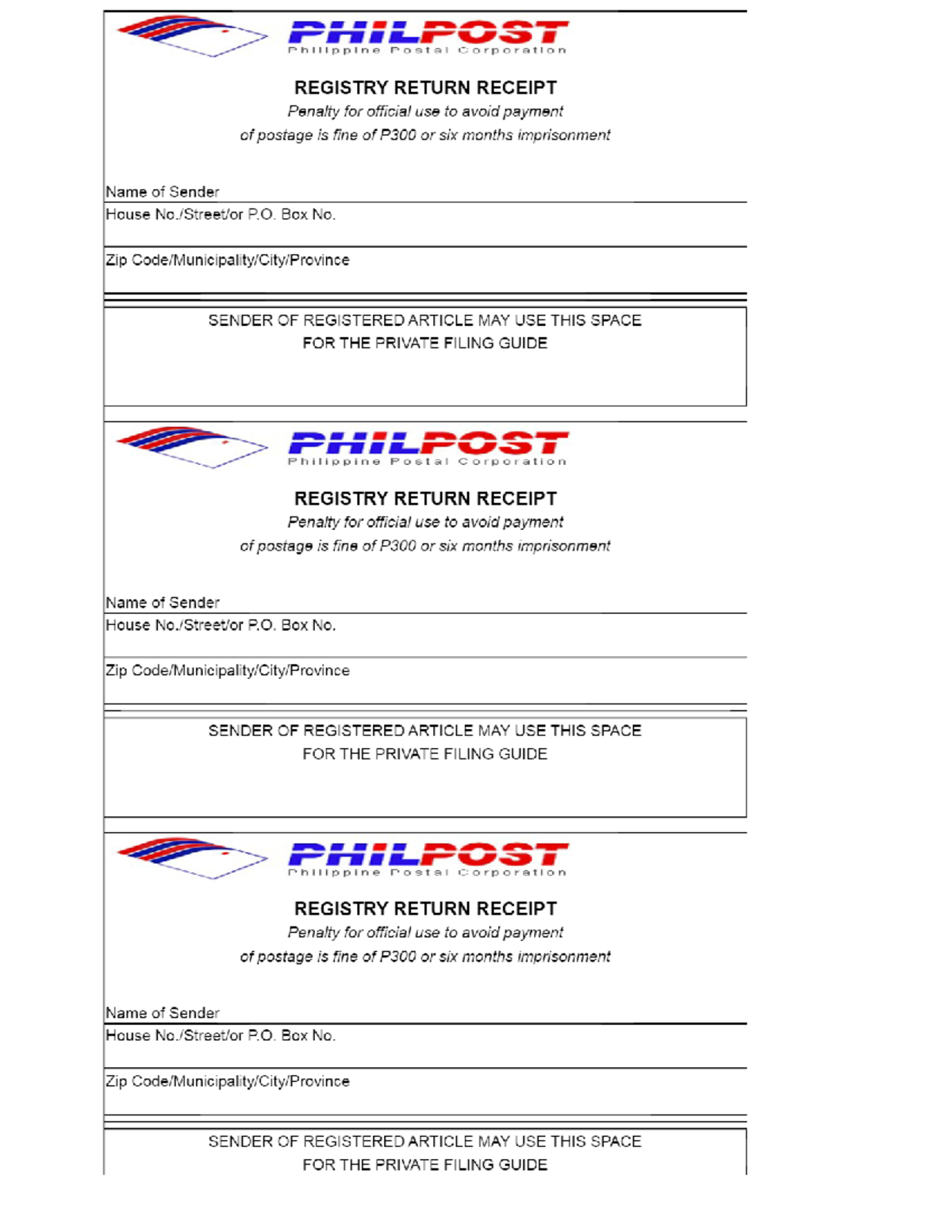 Philpost RR TOAZ - Registry Return Receipt Guide - Studocu