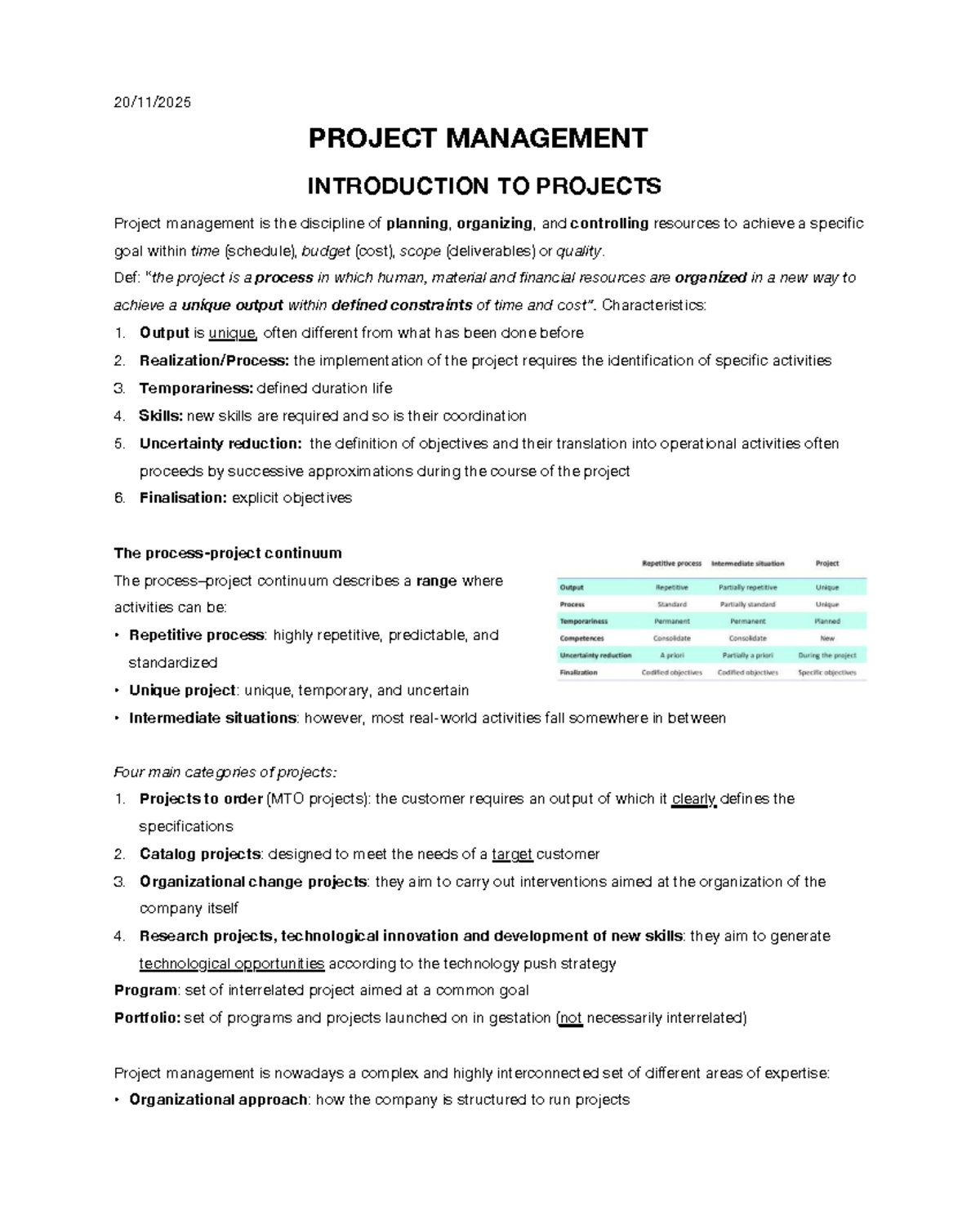 PROJECT MANAGEMENT 101: INTRODUCTION TO PROJECTS AND PRINCIPLES - Studocu