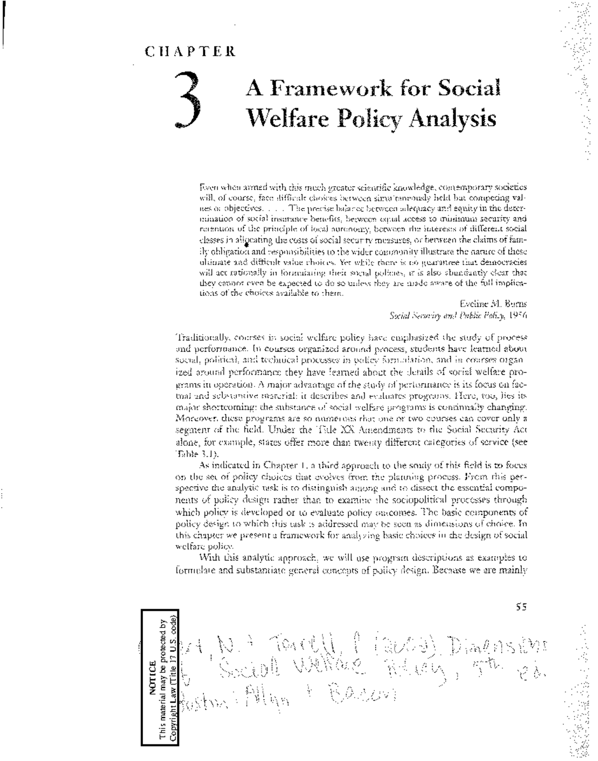 A Framework for Social Welfare Policy Analysis (Course Code: XX) - Studocu