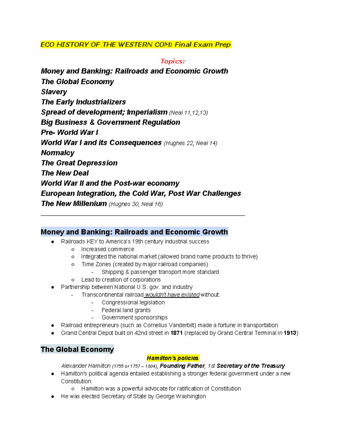 ECO 1326: Final Exam Study Guide for Economics of Western Civilization ...