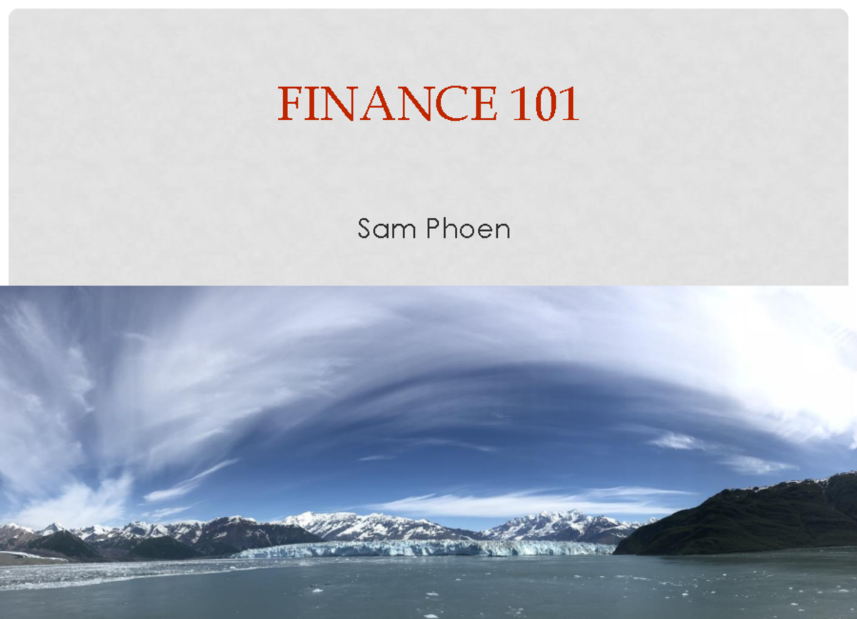 FINANCE 101 Chapter 1.1: Key Concepts and Learning Objectives - Studocu