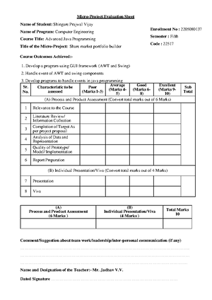 AJP - Micro Project Report on Share Market Portfolio Builder - Studocu