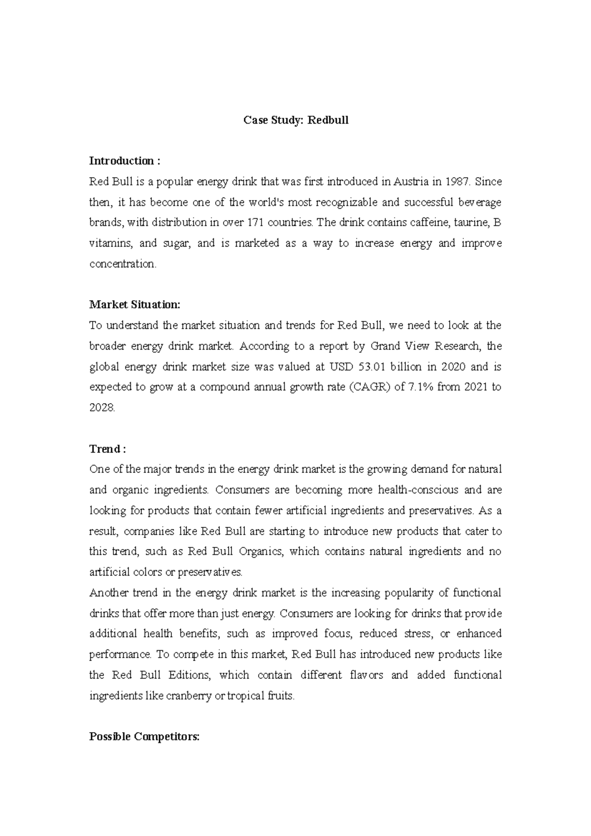 Case Study: Red Bull (Course Code: CB101) Analysis and Insights ...
