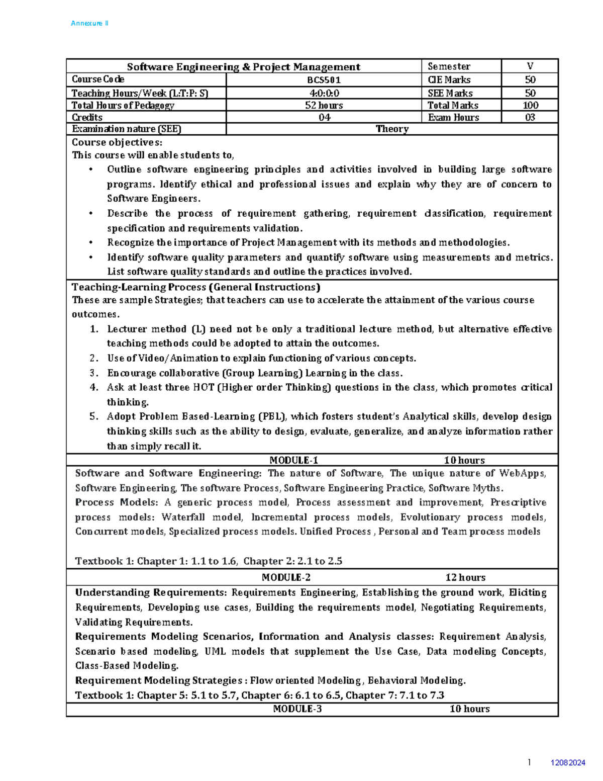 BCS501 Software Engineering Project Management Course Outcomes - Studocu