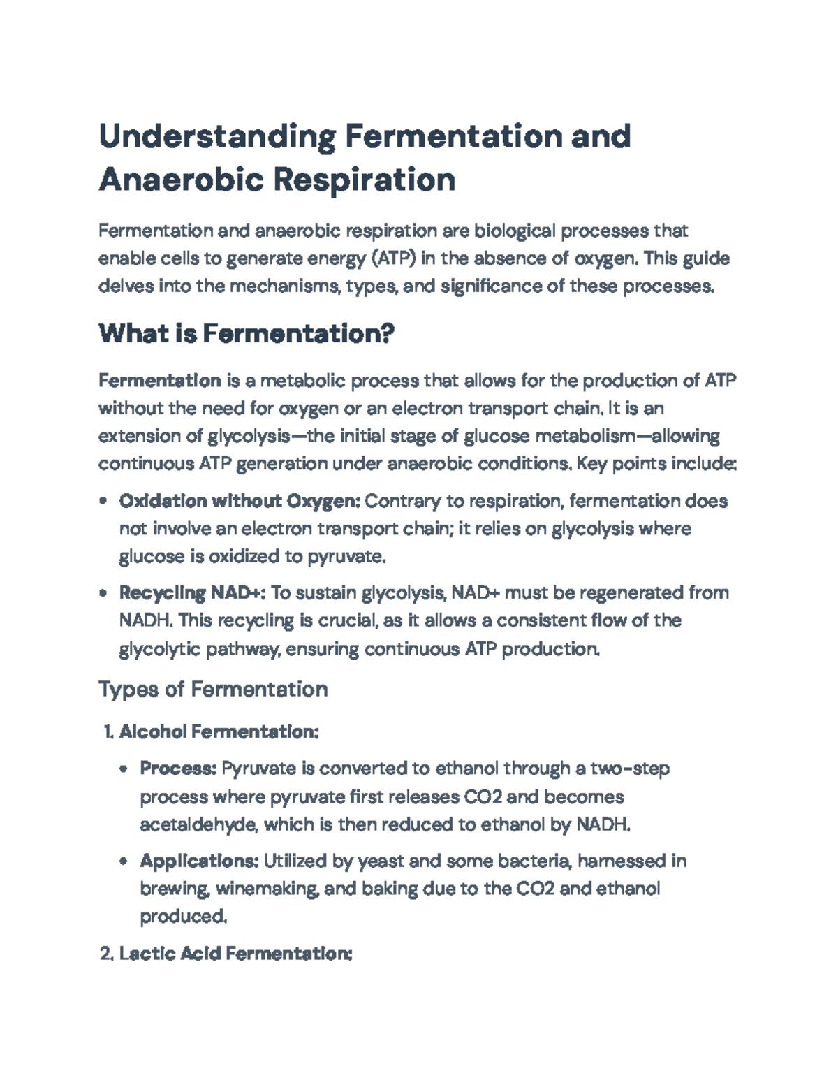 Understanding Fermentation and Anaerobic Respiration in Biology ...