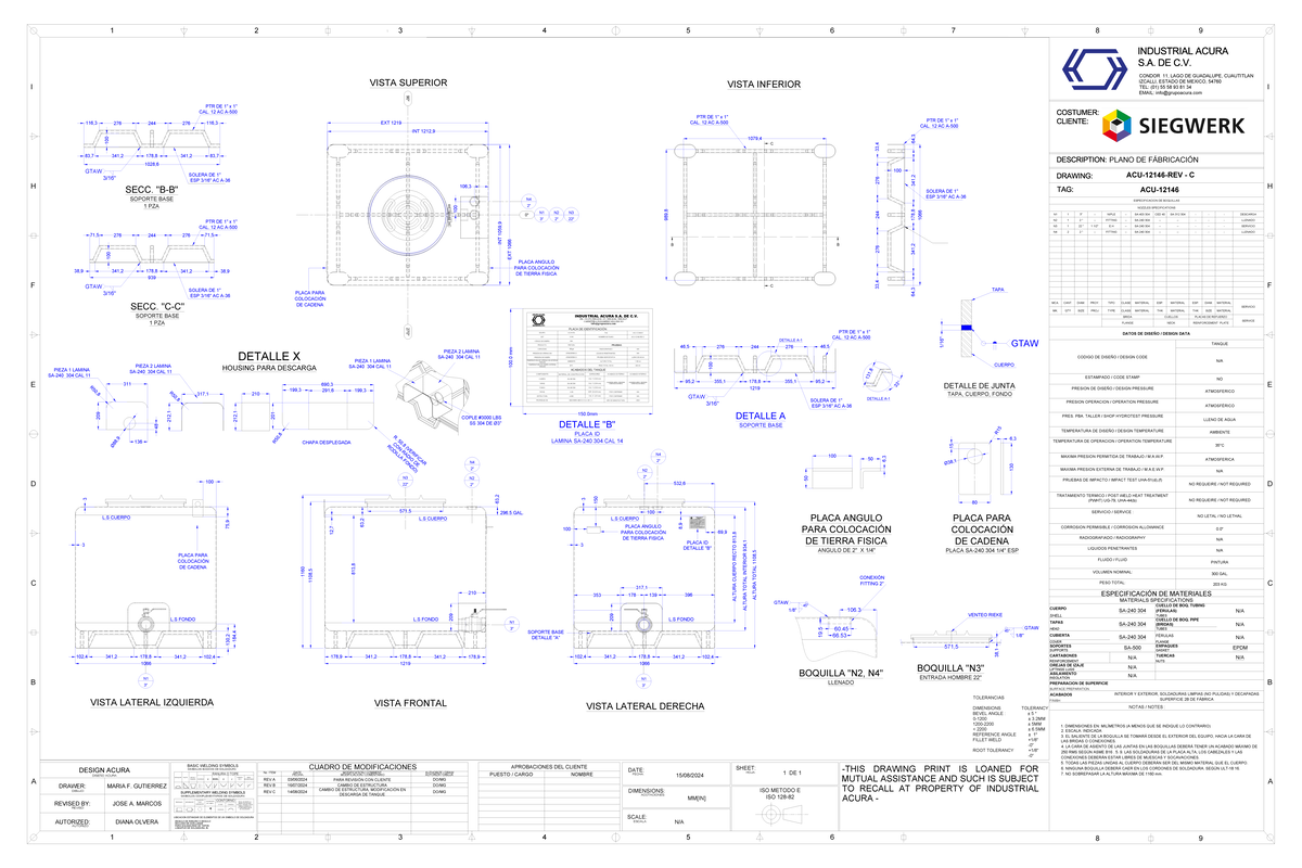 ACU-12146-REV C - Tank Fabrication Drawing & Nozzle Specifications ...