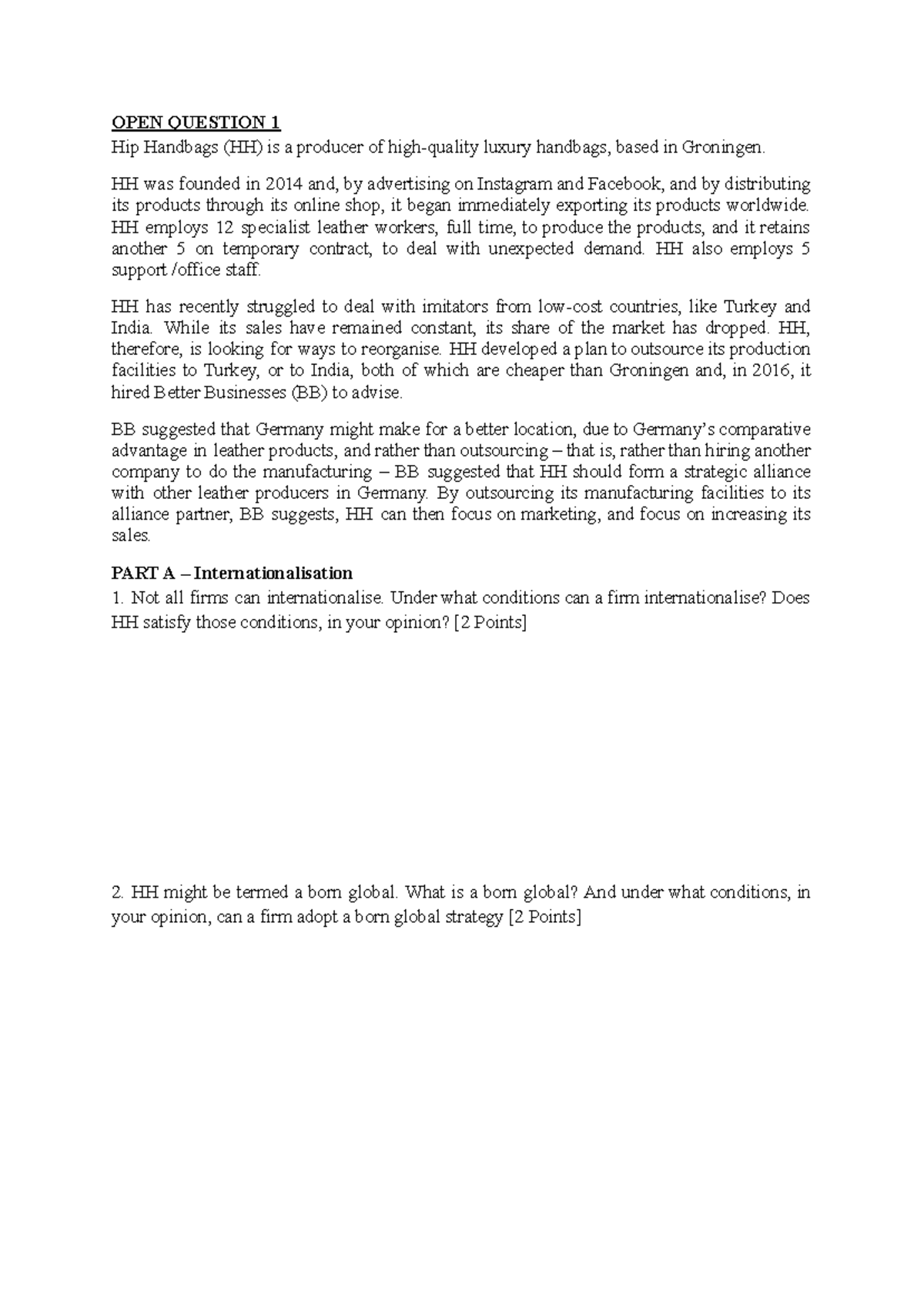 ISM Practice Questions Part 2: Internationalization & Strategic ...
