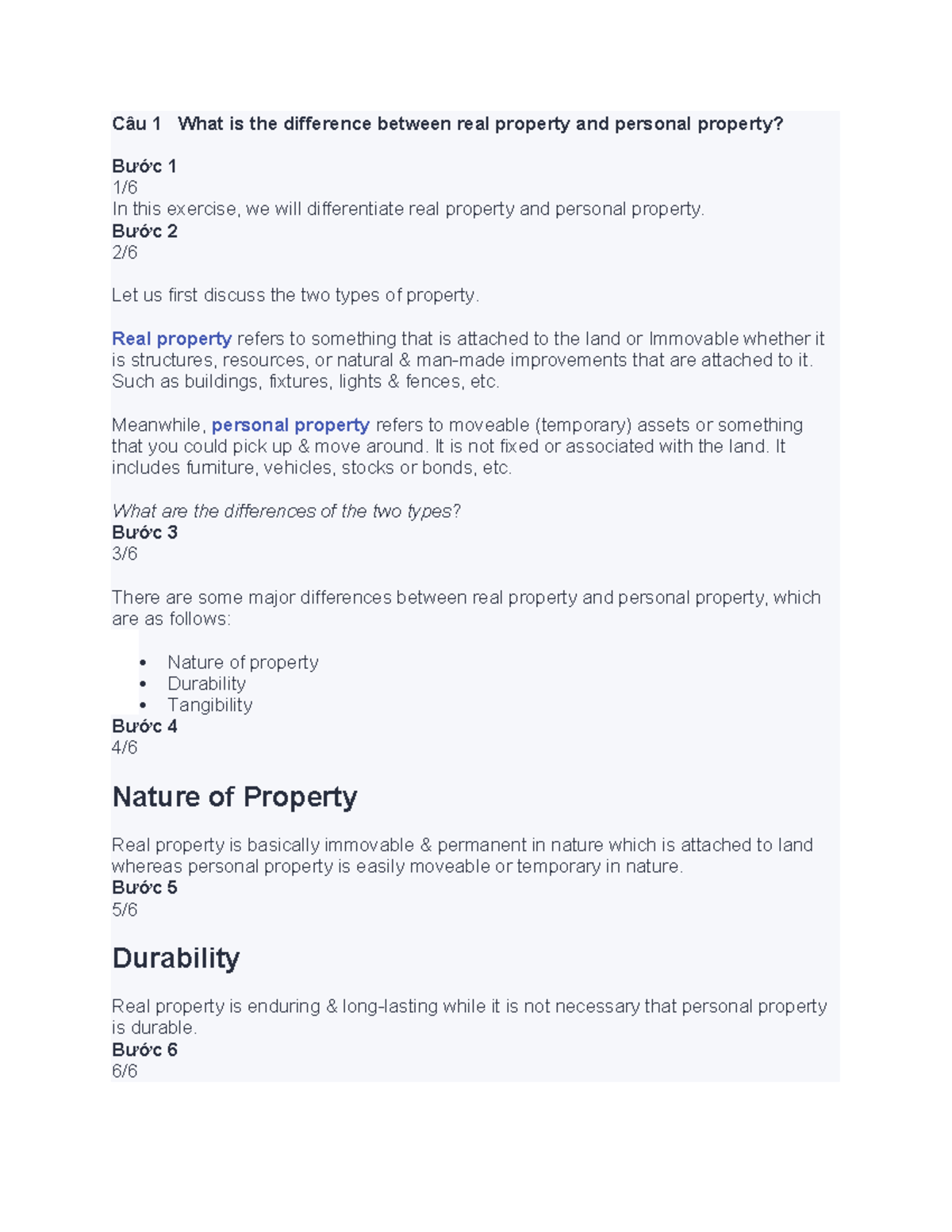 Chương 1 - Câu 1 What is the difference between real property and ...