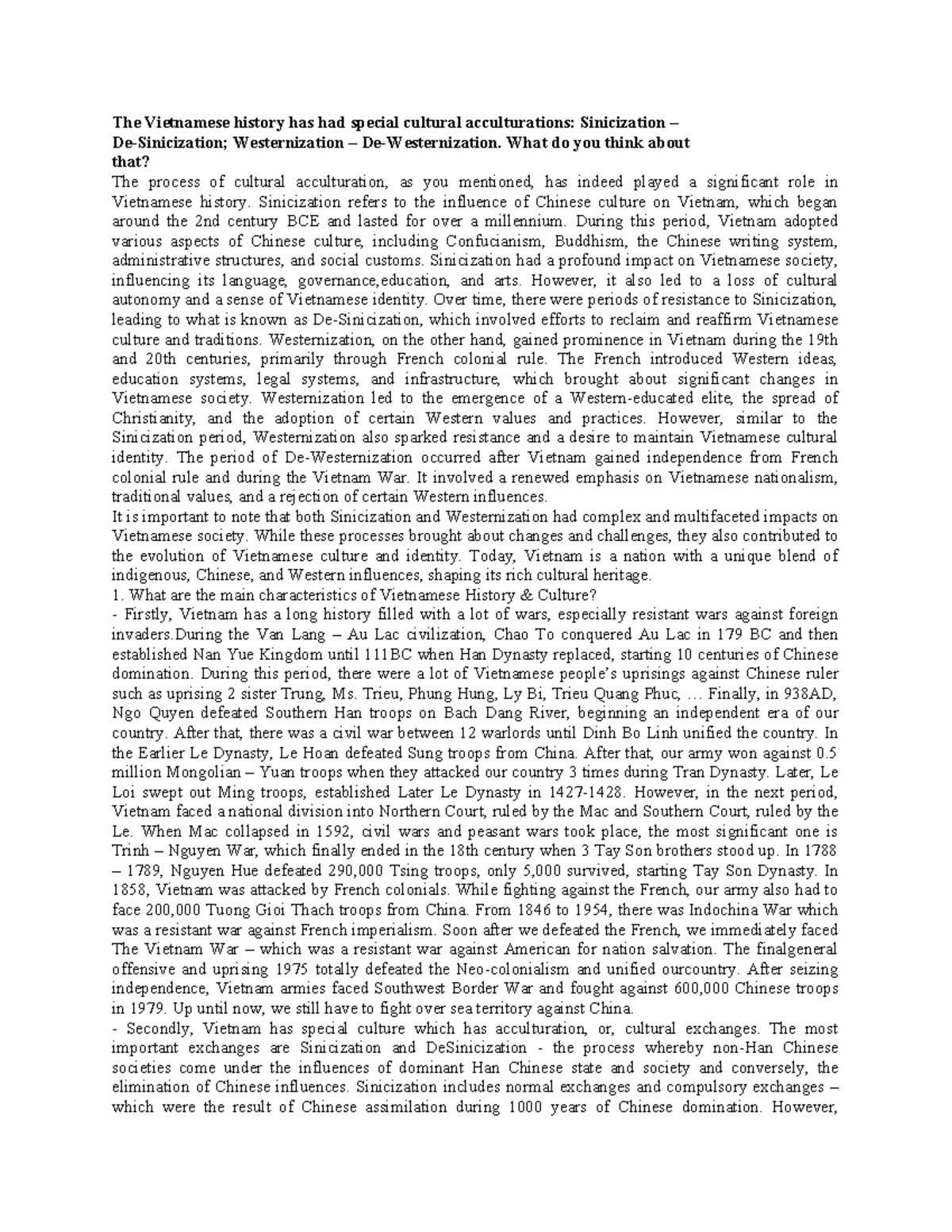 Vietnamese History: Cultural Acculturation & Resilience Against ...