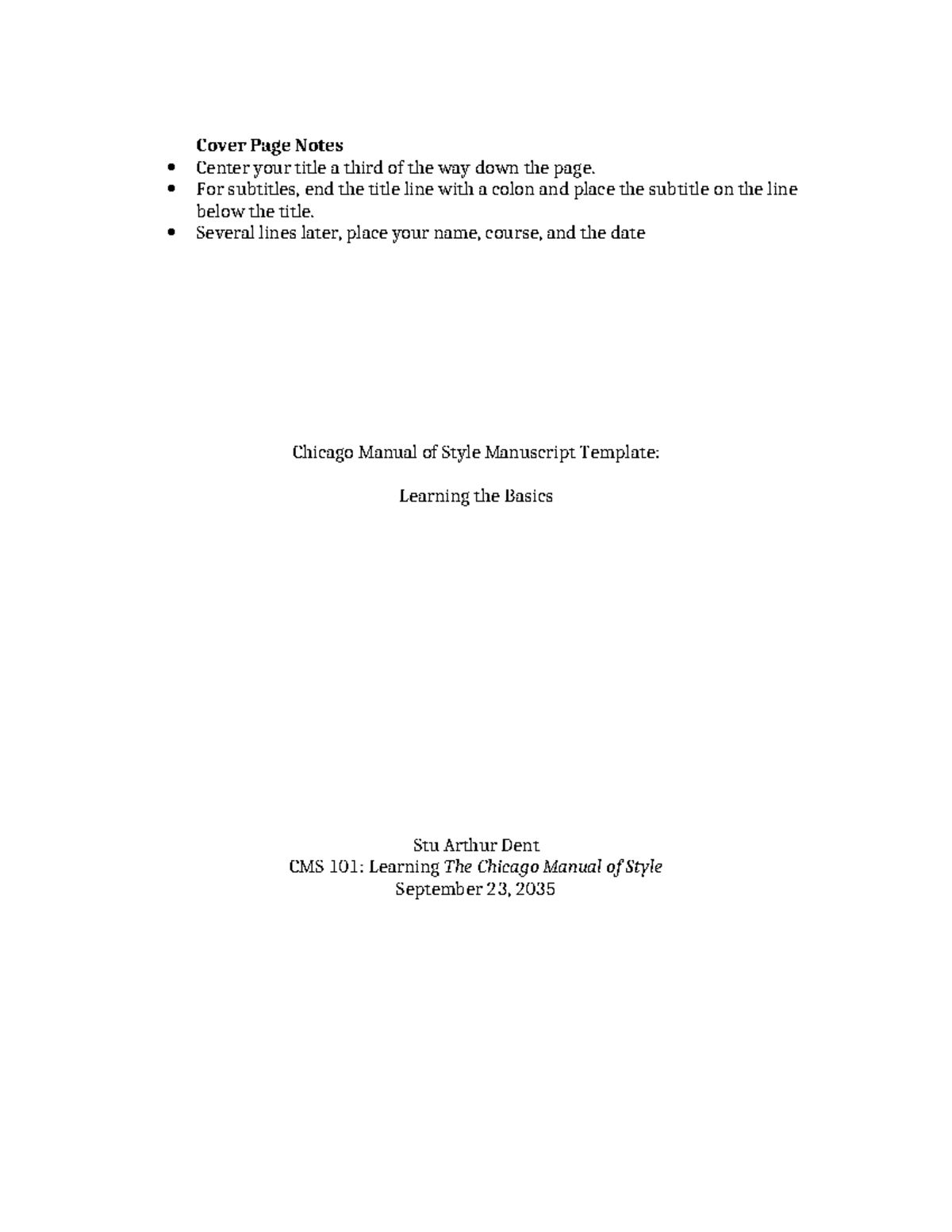 CMS 101: Chicago Style Template & Formatting Guidelines - Studocu