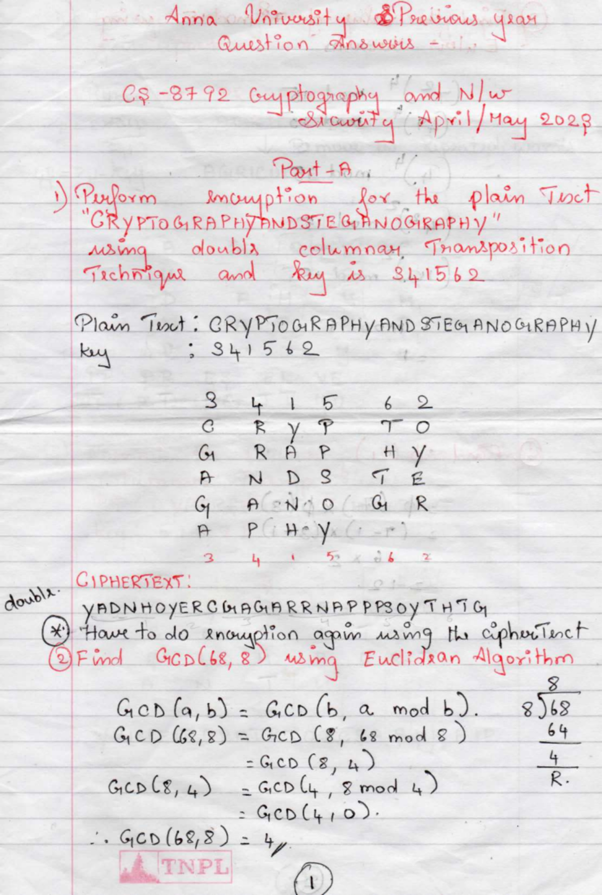 CS 2023 Previous Year Solved Question Paper: Cryptography Insights ...