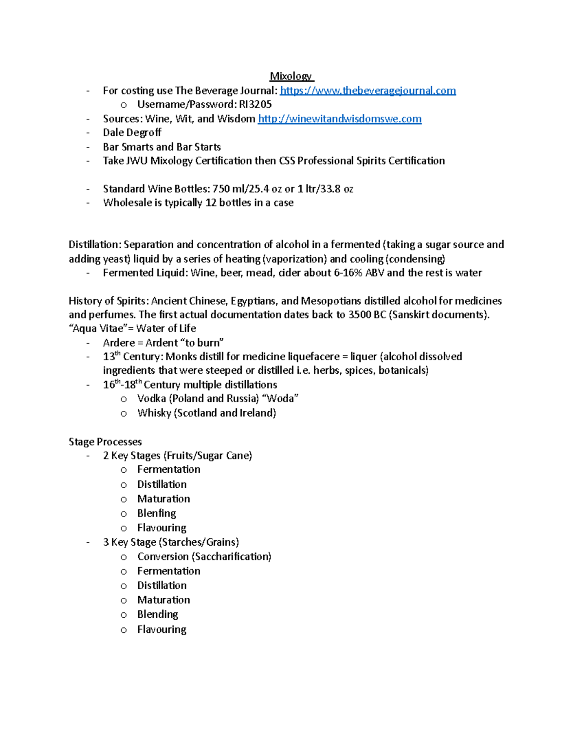 Mixology Notes - Mixology For costing use The Beverage Journal ...