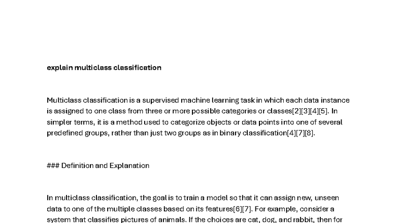 ML 18: Multiclass Classification Techniques and Applications - Studocu