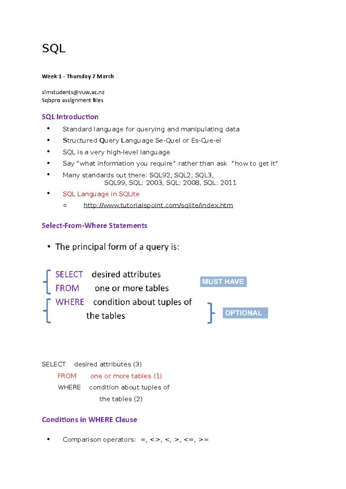 INFO151: Lecture Notes on SQL - Weeks 1 to 2 Overview - Studocu