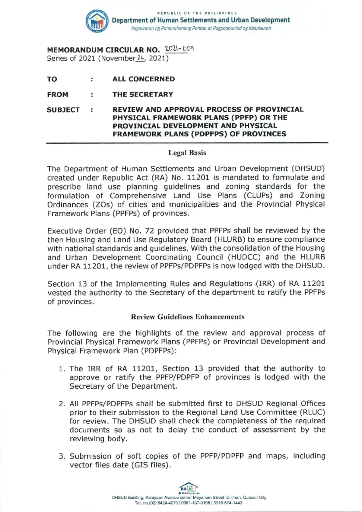 Review and Approval Process of Provincial Framework Plans (PPFP/PDPFP ...