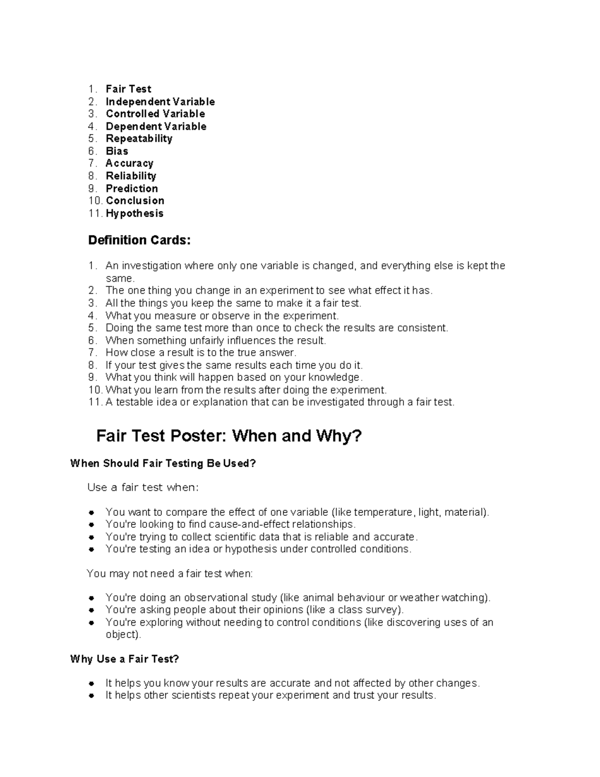 NCEA Investigative Approaches: Fair Test Mix and Match Resource - Studocu