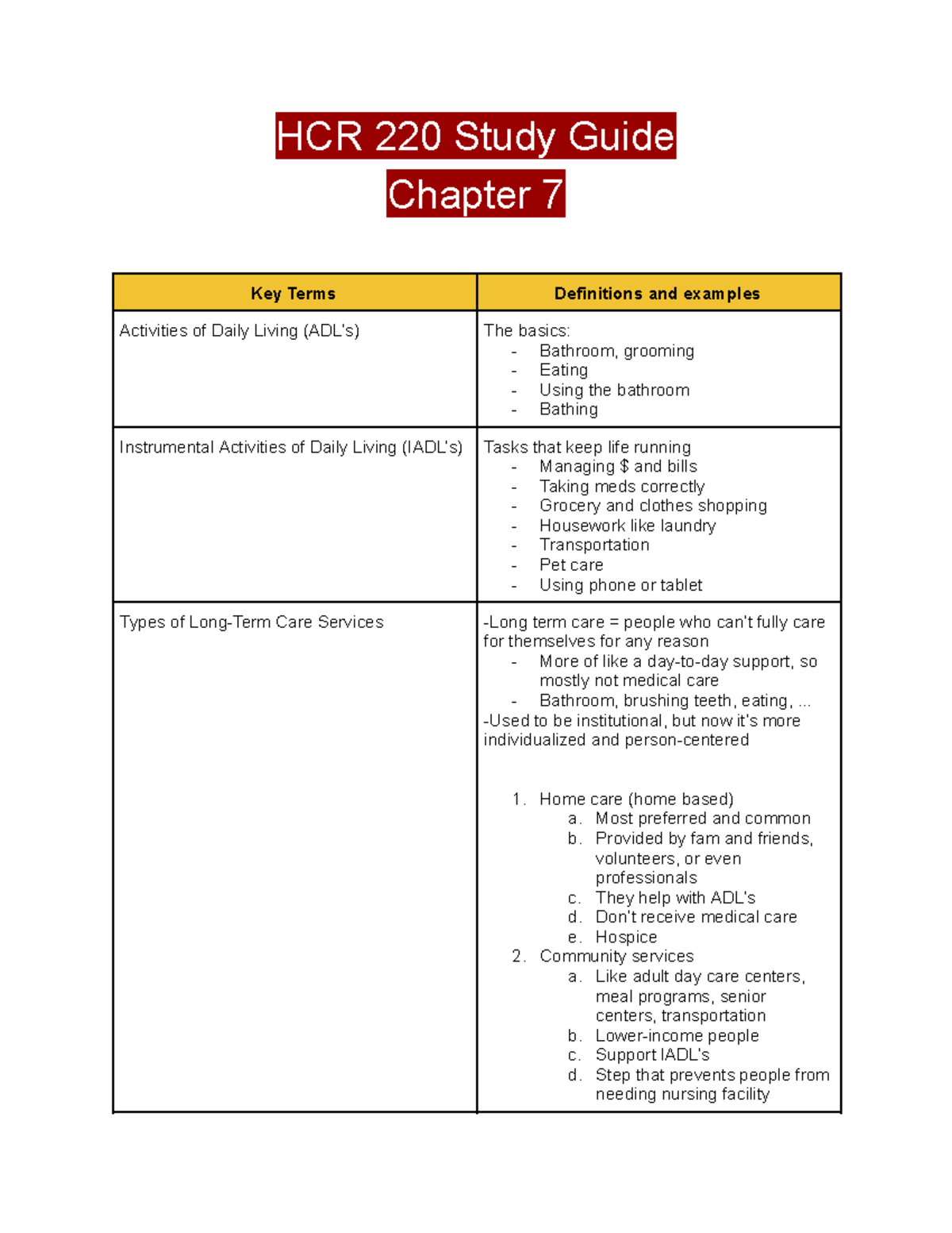 HCR 220 Study Guide: Chapter 7 Overview - Studocu