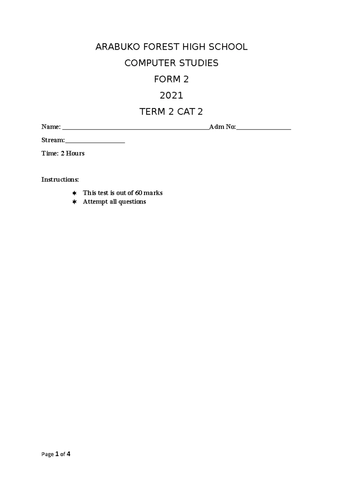 Computer studies paper 2 questions model 2001 2023004 - 451/ Computer ...