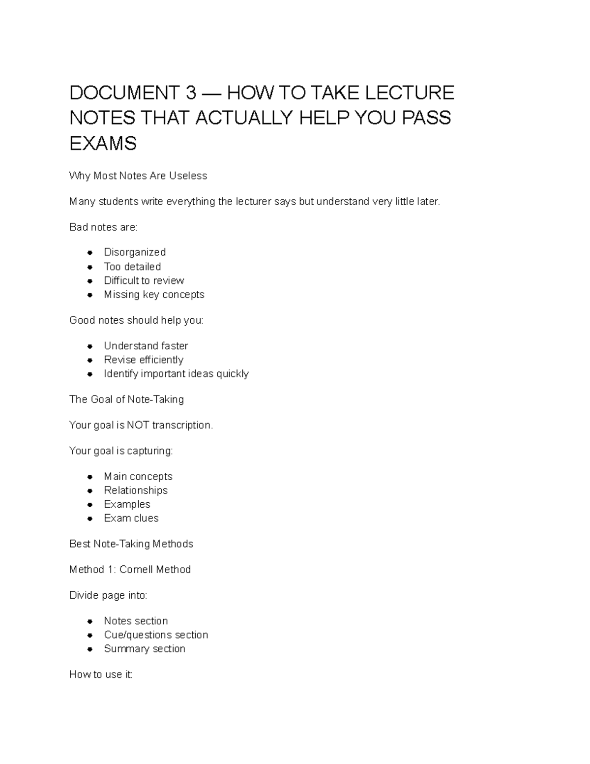 How to Take Lecture Notes for Exam Success - Studocu