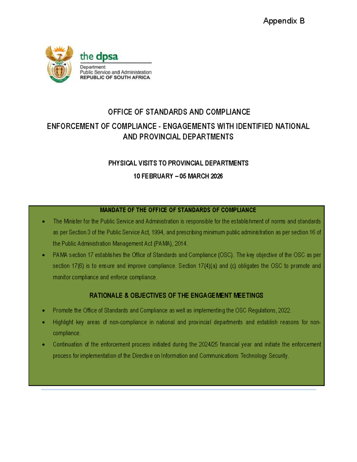 Appendix B - Compliance Engagement Programme - DTSL - Studocu