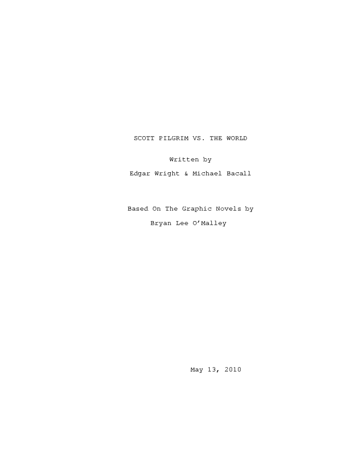Scott Pilgrim vs. The World (2010) - Screenplay Excerpt Analysis - Studocu