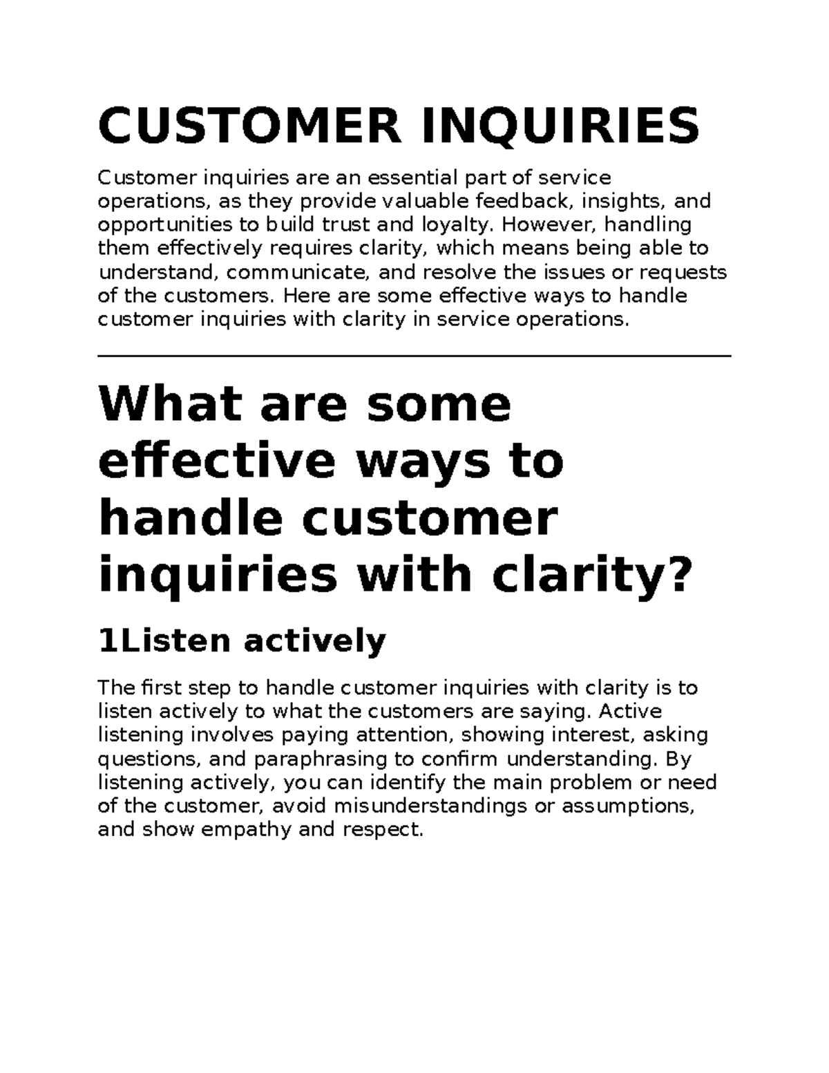 Effective Strategies for Handling Customer Inquiries in Service Ops ...