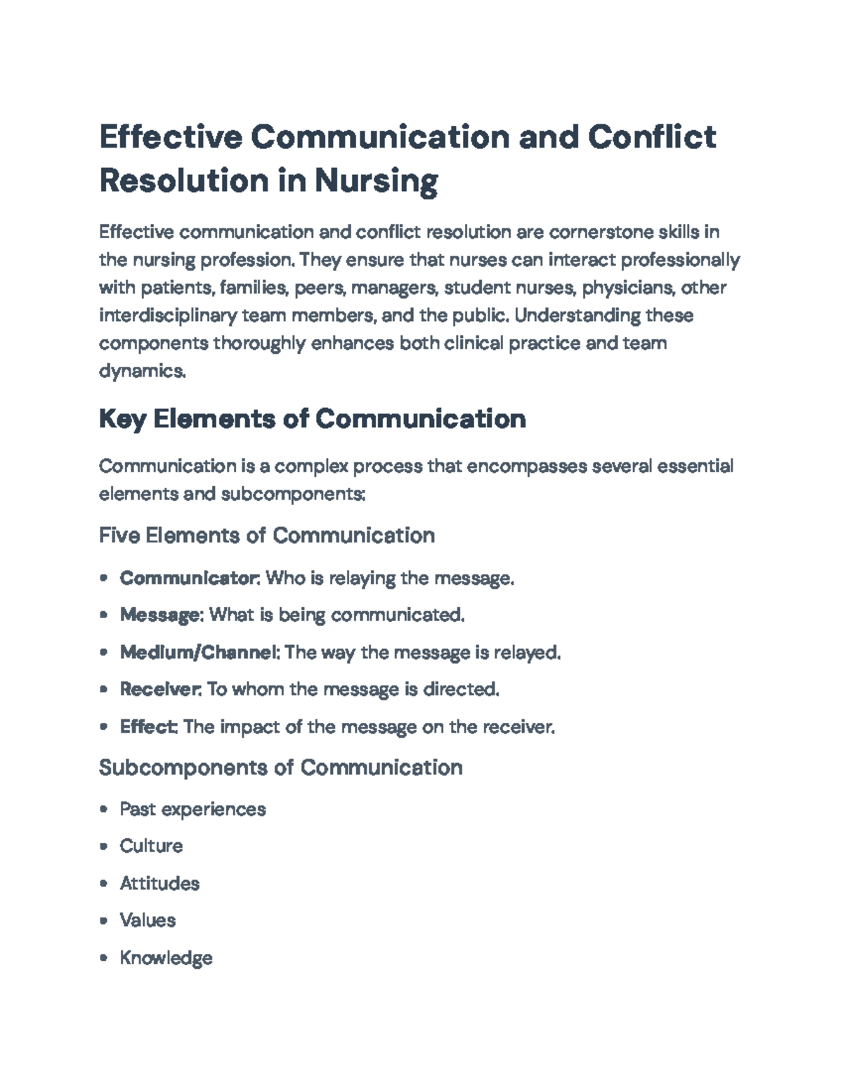 Effective Communication and Conflict Resolution in Nursing Practice ...