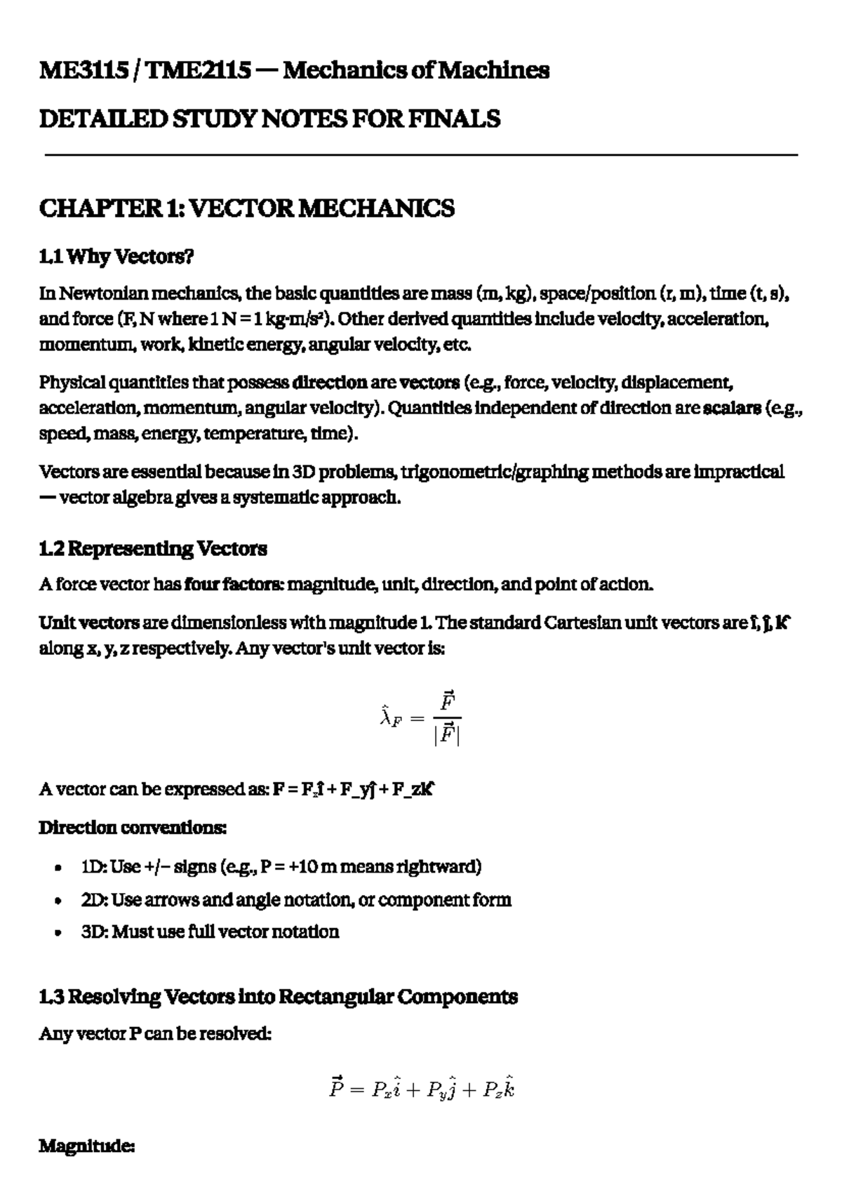 Physics 101: Self Study Notes on Vectors and Motion - Studocu