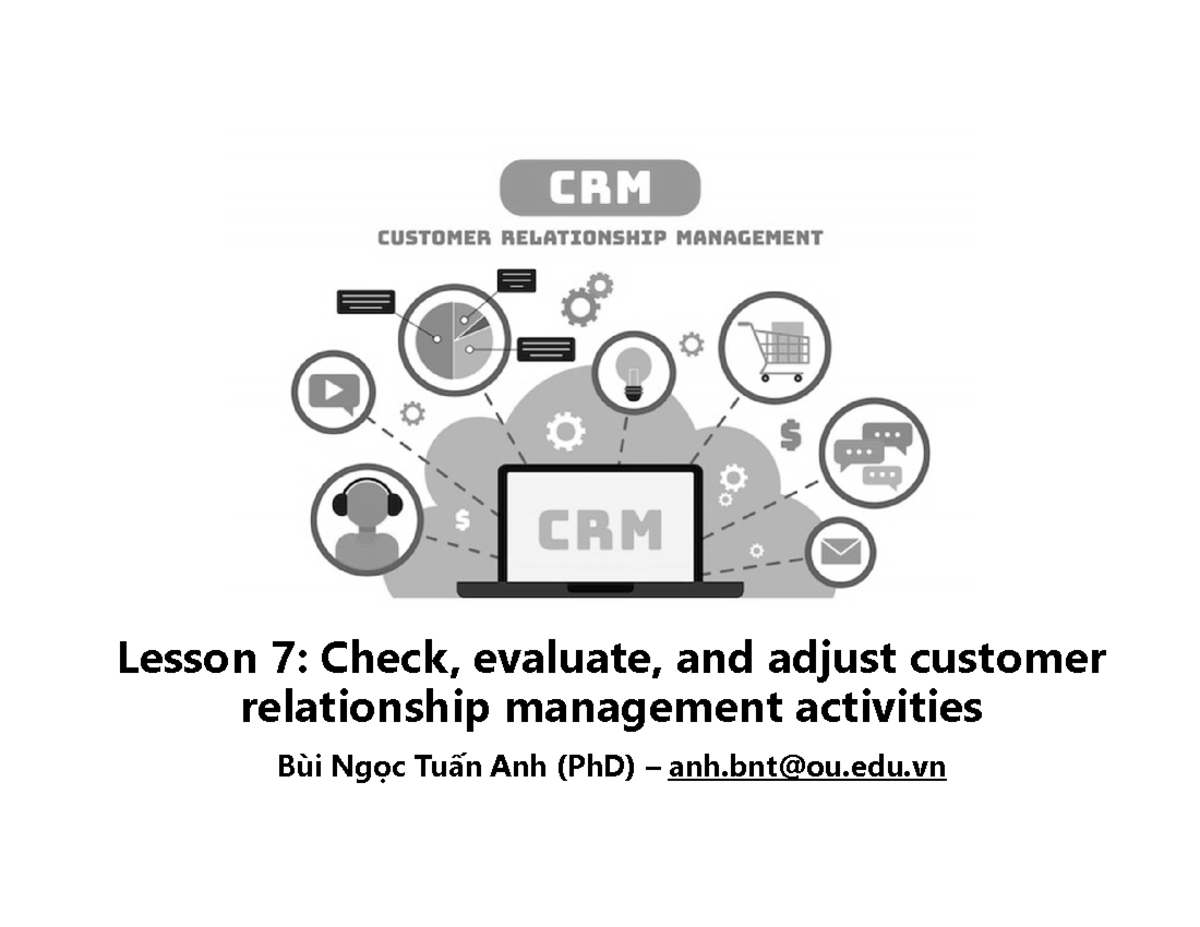 Lesson 7 Check, evaluate, and adjust customer relationship management ...